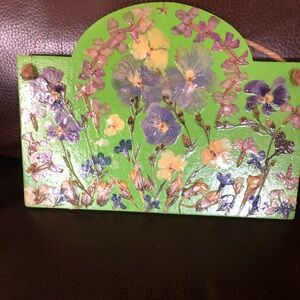 Pressed flower art wall plaque